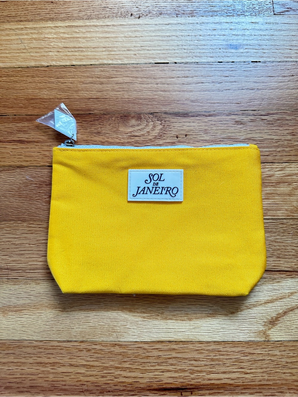 Sol de Janeiro Yellow Canvas Cosmetic Makeup Bag Pouch Zip Travel Case
